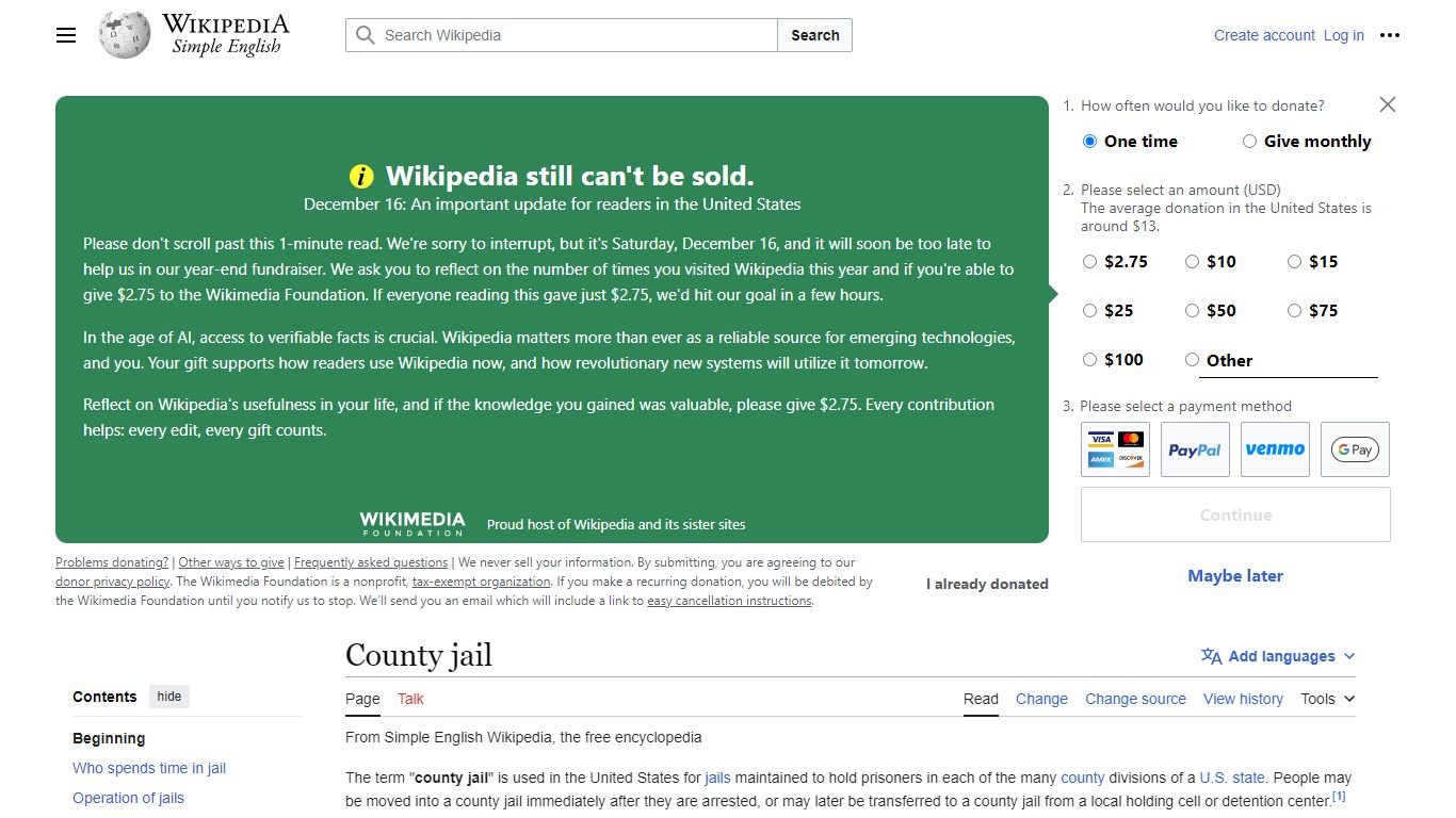 County jail - Simple English Wikipedia, the free encyclopedia